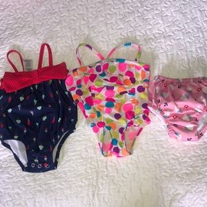 Bundle (2) Baby Swimsuits and (1) Swim Diaper